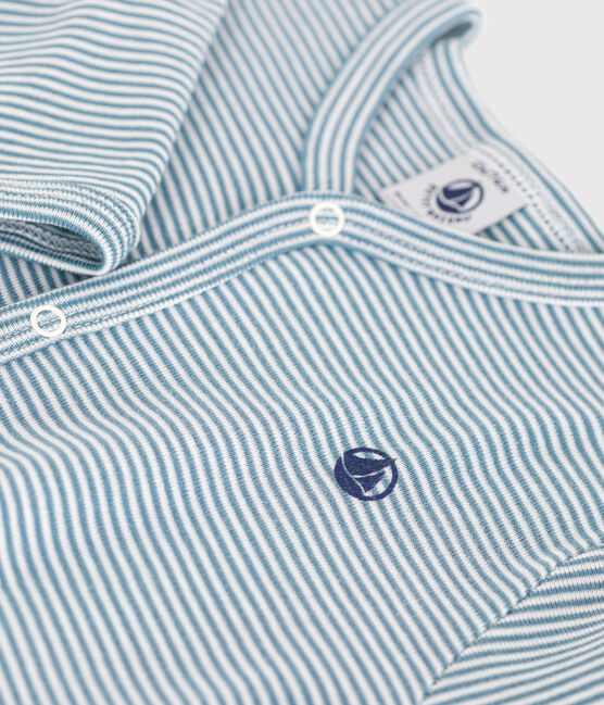 Babies' printed cotton pyjamas ROVER blue/MARSHMALLOW white