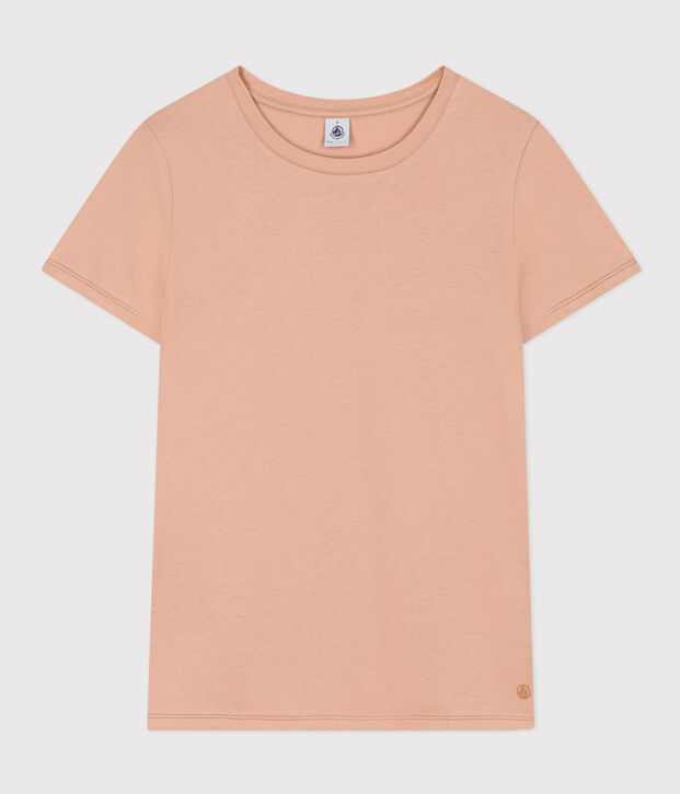 Women's Straight Round-Neck Cotton T-Shirt beige