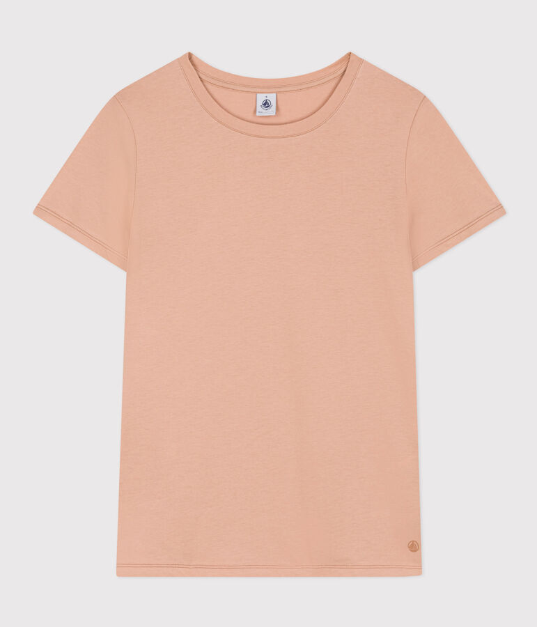 Women's Straight Round-Neck Cotton T-Shirt beige