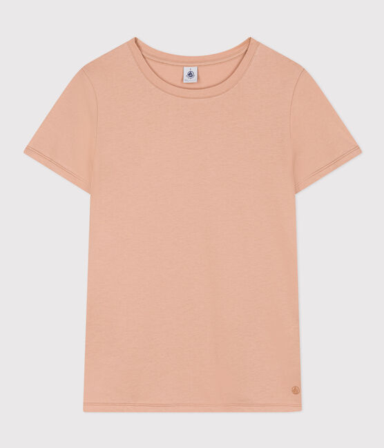 Women's Straight Round-Neck Cotton T-Shirt VINTAGE beige