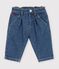 Babies' trousers in plain denim with heart embroidery blue