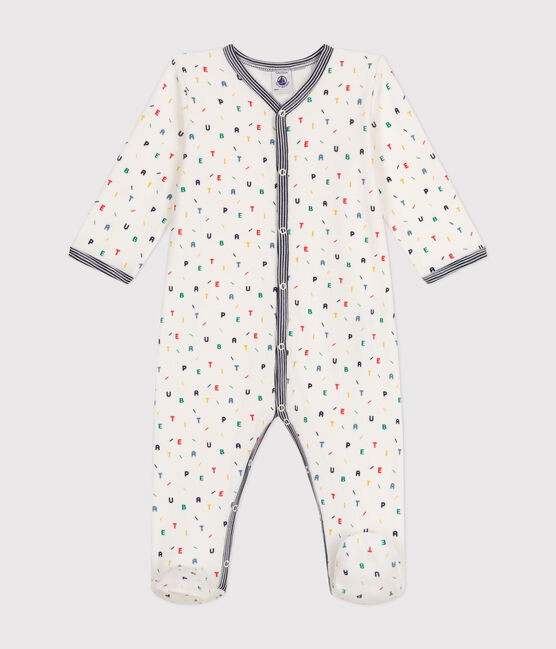 Babies' velour pyjamas MARSHMALLOW white/MULTICO white