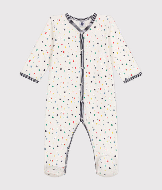 Babies' velour pyjamas white/multicolor