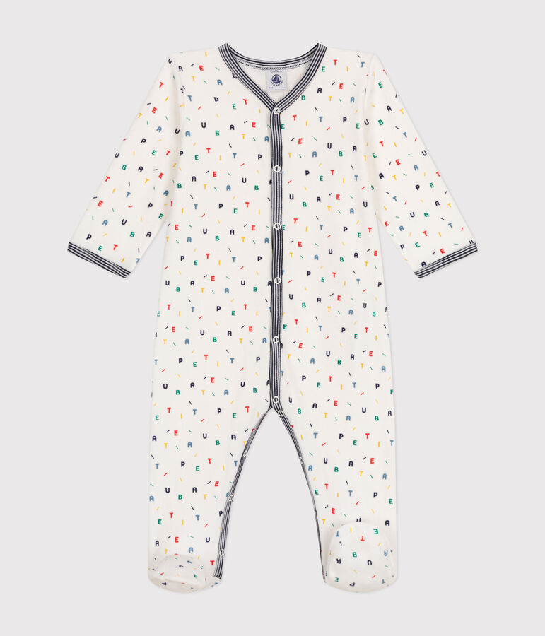 Babies' velour pyjamas white/multicolor