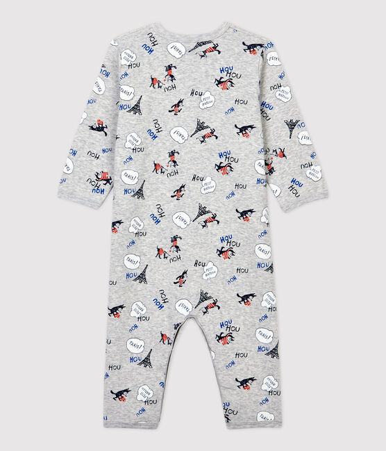 Babies' Paris Footless Organic Cotton Sleepsuit BELUGA grey/MULTICO white