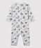 Babies' Paris Footless Organic Cotton Sleepsuit BELUGA grey/MULTICO white