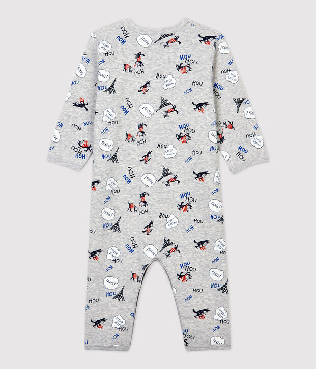Babies' Paris Footless Organic Cotton Sleepsuit grey/multicolor