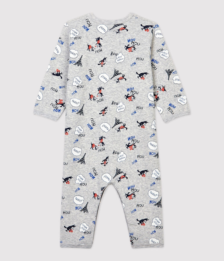 Babies' Paris Footless Organic Cotton Sleepsuit grey/multicolor