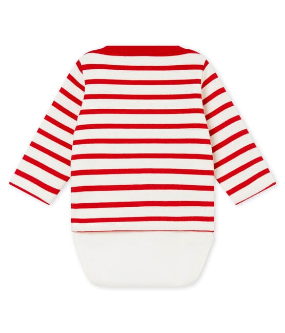 Baby boy's iconic sailor body MARSHMALLOW white/TERKUIT red