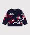 Babies' jumper in wool and cotton with  jacquard patterns blue/multicolor