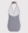 Women's one-piece striped swimsuit MEDIEVAL blue/MARSHMALLOW white