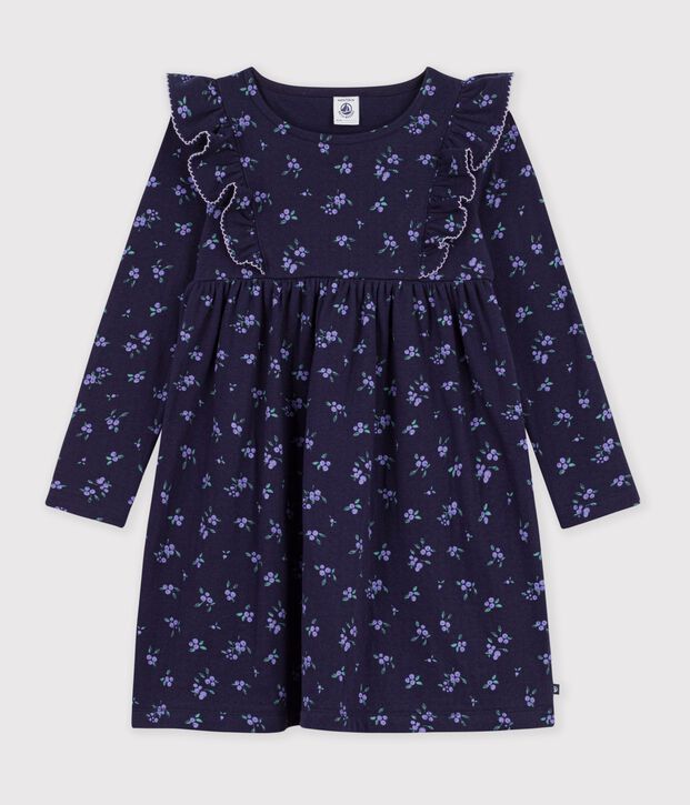Children's sleeveless cotton dress with flowers blue/multicolor
