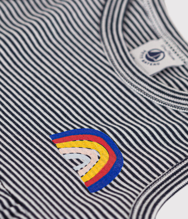 Babies' Sleeveless Stripy Cotton Dress blue/white