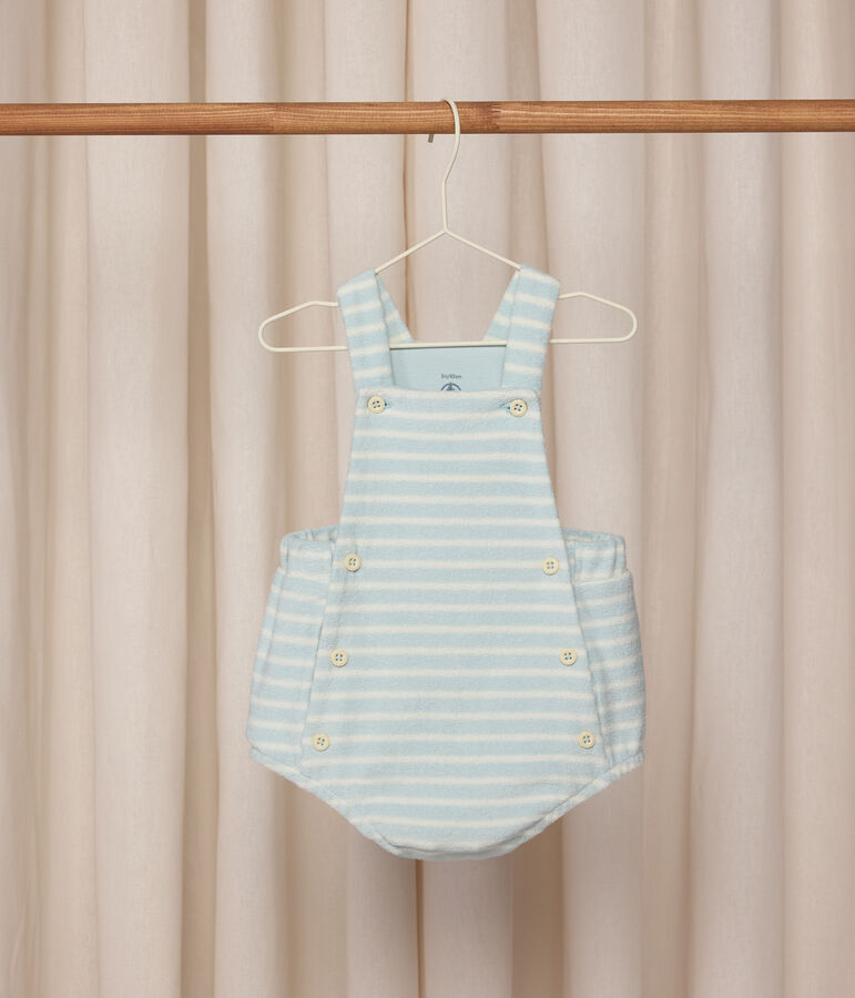 Babies stripy cotton terry rompers blue/ecru