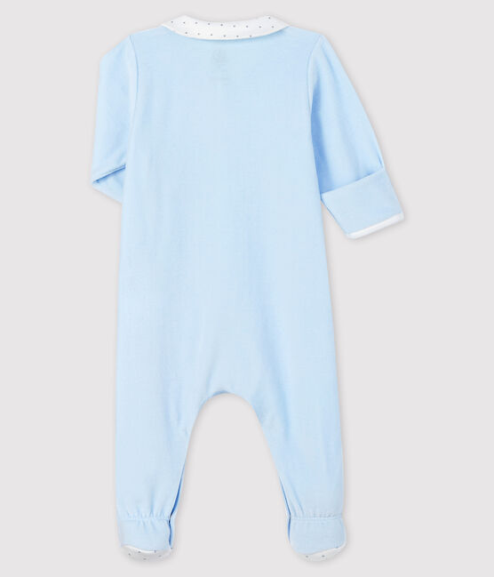 Babies' Blue Organic Cotton Velour Sleepsuit with Collar FRAICHEUR blue