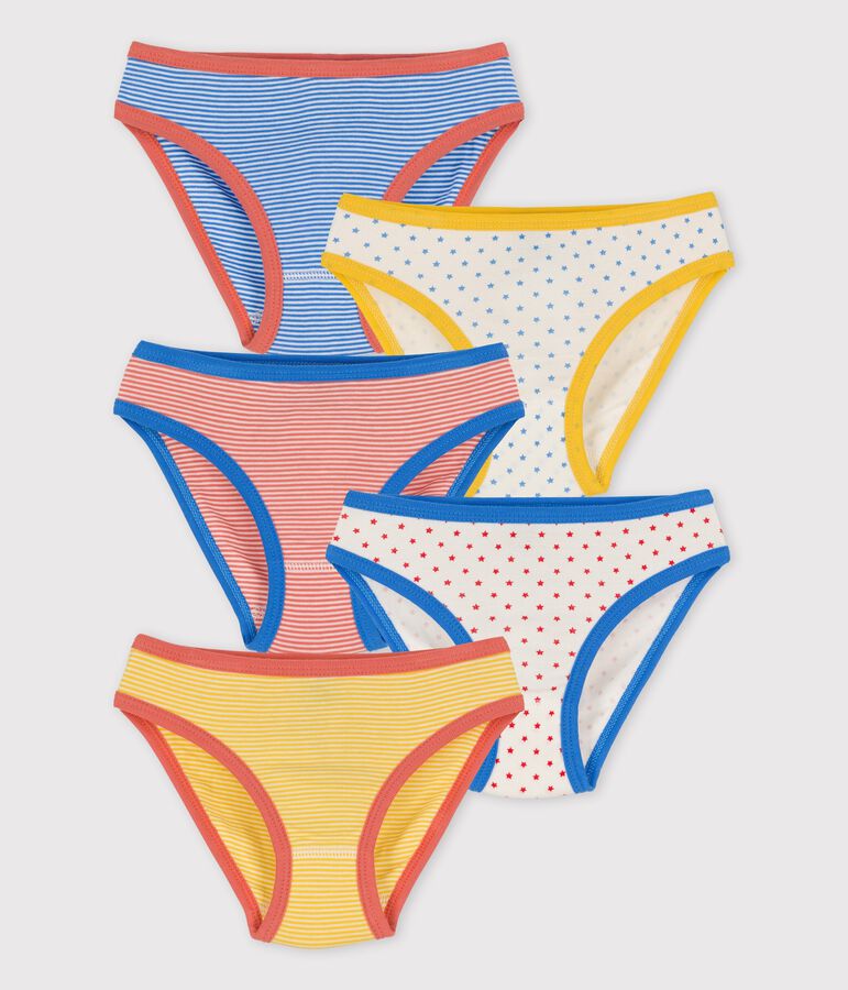 Girls' Pinstriped Organic Cotton Knickers - 5-Pack multicolor