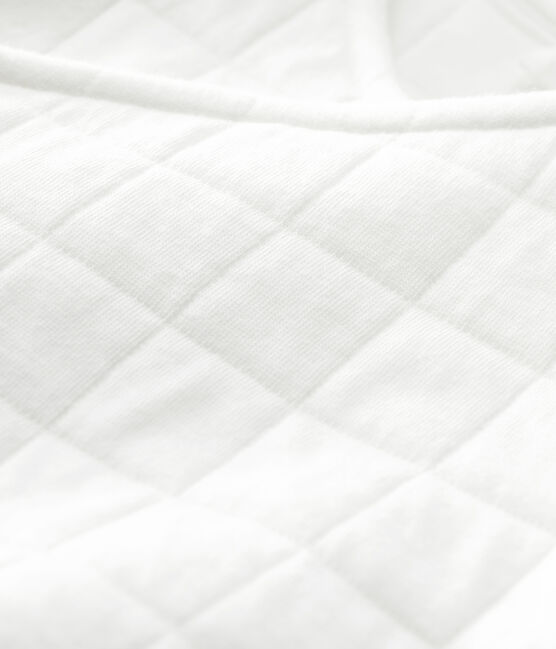 Babies' Organic Cotton Quilted Cardigan MARSHMALLOW white