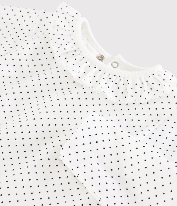 Baby girl's long-sleeved bodysuit white/blue