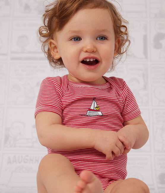 Babies' Petit Bateau X Snoopy Short-Sleeved Cotton Bodysuits - 3-Pack variante 1