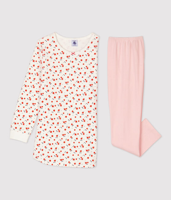 Girls' Floral Print Cotton Nightdress MARSHMALLOW white/MULTICO white