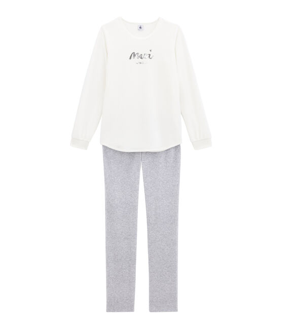 Girl's pyjamas MARSHMALLOW white/POUSSIERE grey