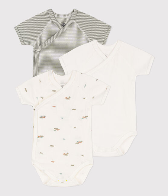 Wrapover Short-Sleeved Printed Cotton Bodysuits - Pack of 3 variante 1
