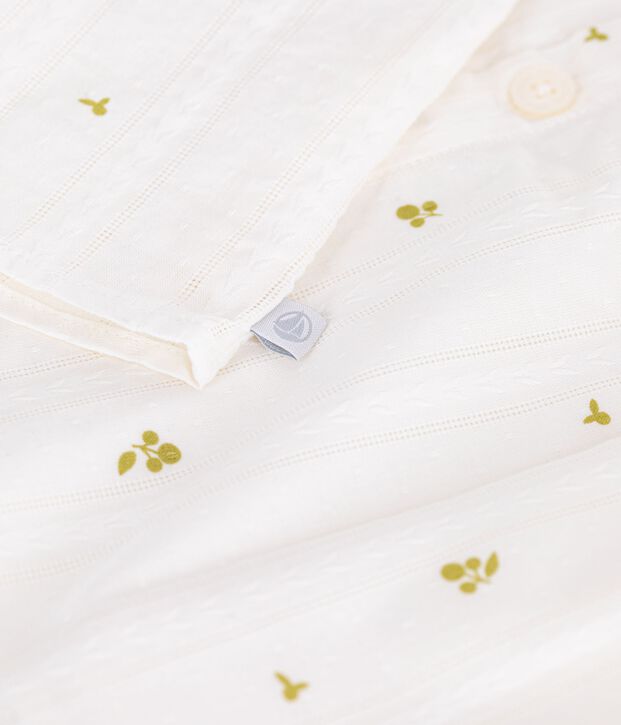 Babies' sleeveless cotton blouse with a floral print white/green