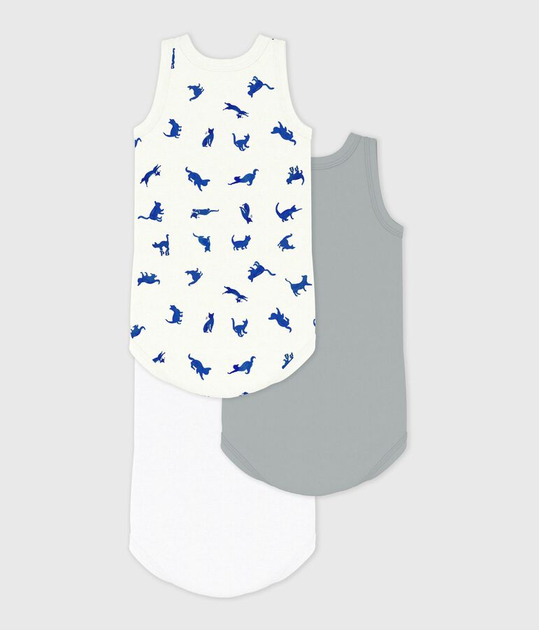 Pack of babies' sleeveless cat print cotton bodies multicolor