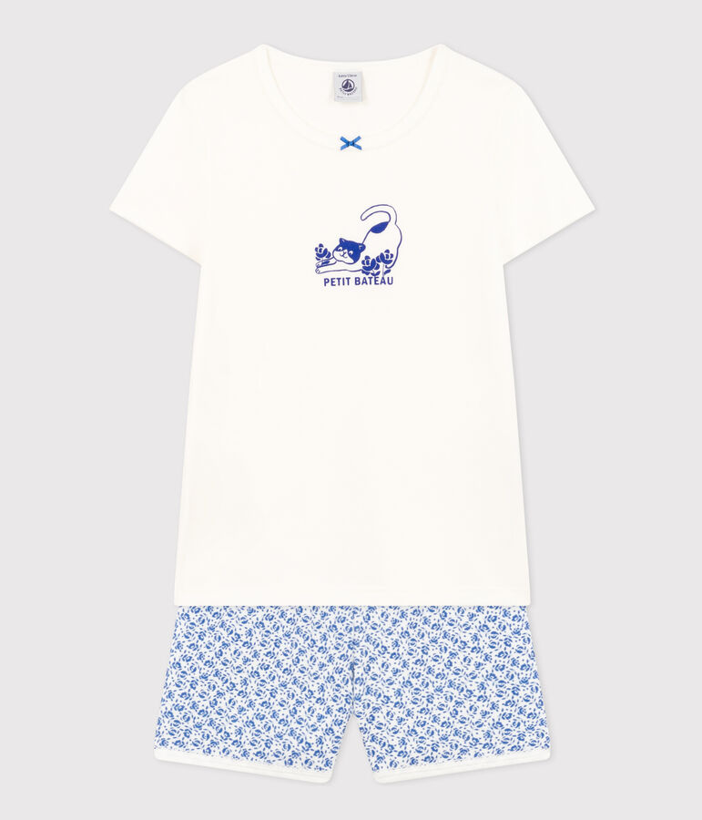Children's Short Cotton Pyjamas white/blue