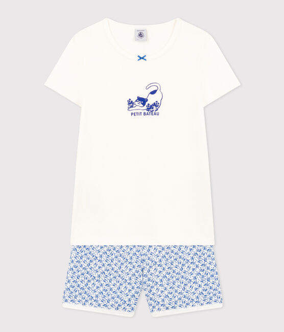 Children's Short Cotton Pyjamas MARSHMALLOW blue/INCOGNITO