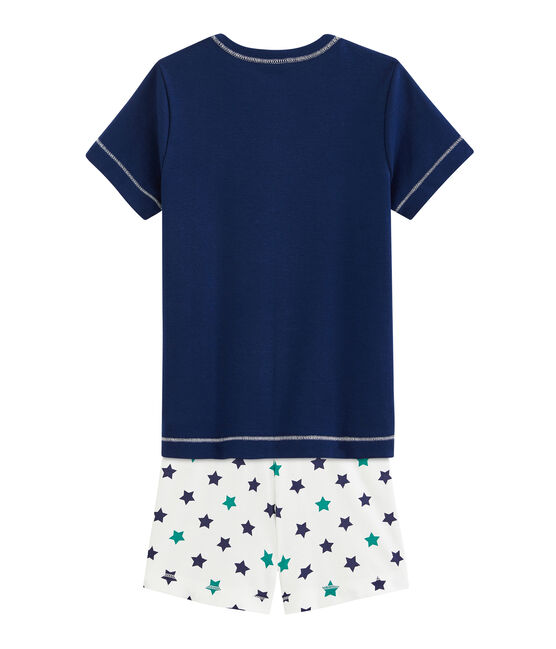 Boys' Cotton/Linen Short Pyjamas MEDIEVAL blue/MULTICO white