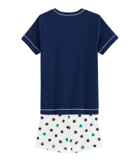 Boys' Cotton/Linen Short Pyjamas MEDIEVAL blue/MULTICO white