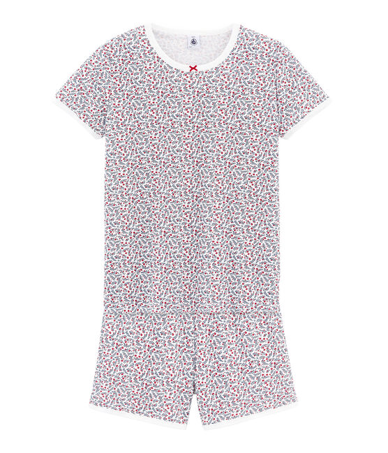 Girls' short Pyjamas MARSHMALLOW white/MULTICO white