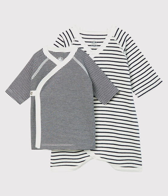 Babies' Stripy Organic Cotton Kimono Bodysuit and Undershirt Set variante 1