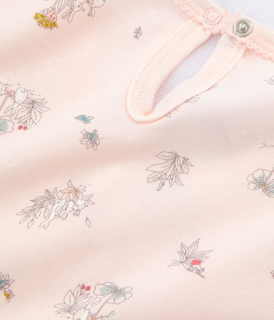 Girls' Fine Cotton Nightdress FLEUR pink/MULTICO white