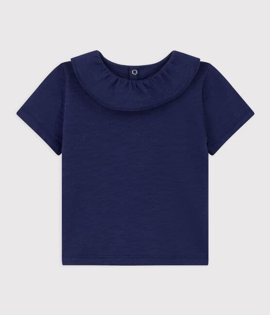Babies' Short-Sleeved Slub Jersey Blouse CHALOUPE blue