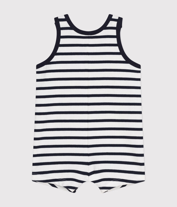 Babies' Striped Jersey Playsuit white/blue