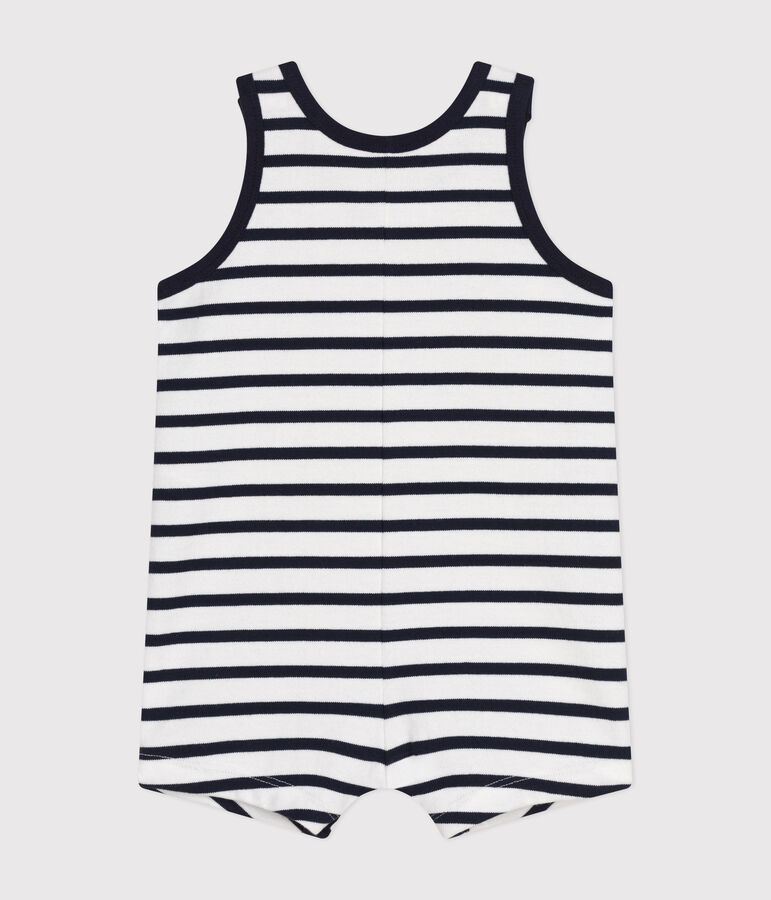Babies' Striped Jersey Playsuit white/blue