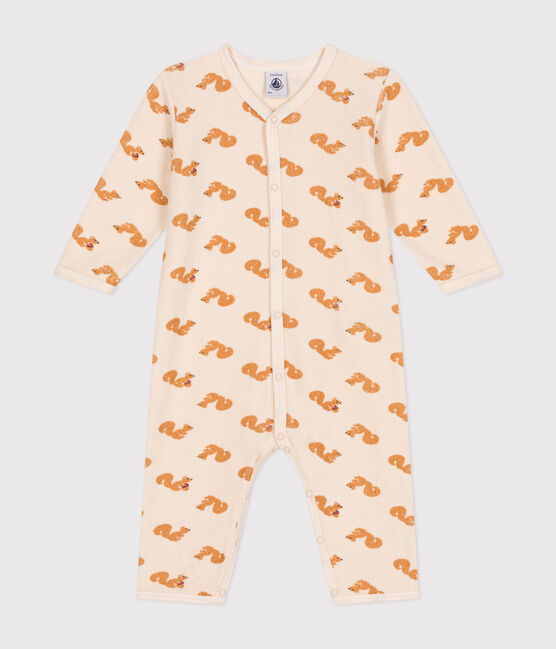 Babies' squirrel print footless pyjamas in terry towelling AVALANCHE white/MULTICO