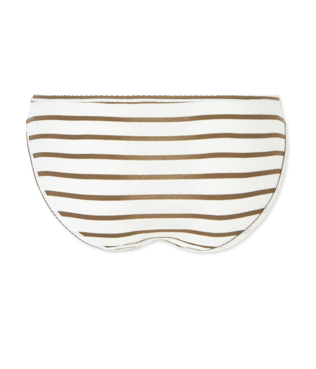 Women's striped cotton pants white/brown