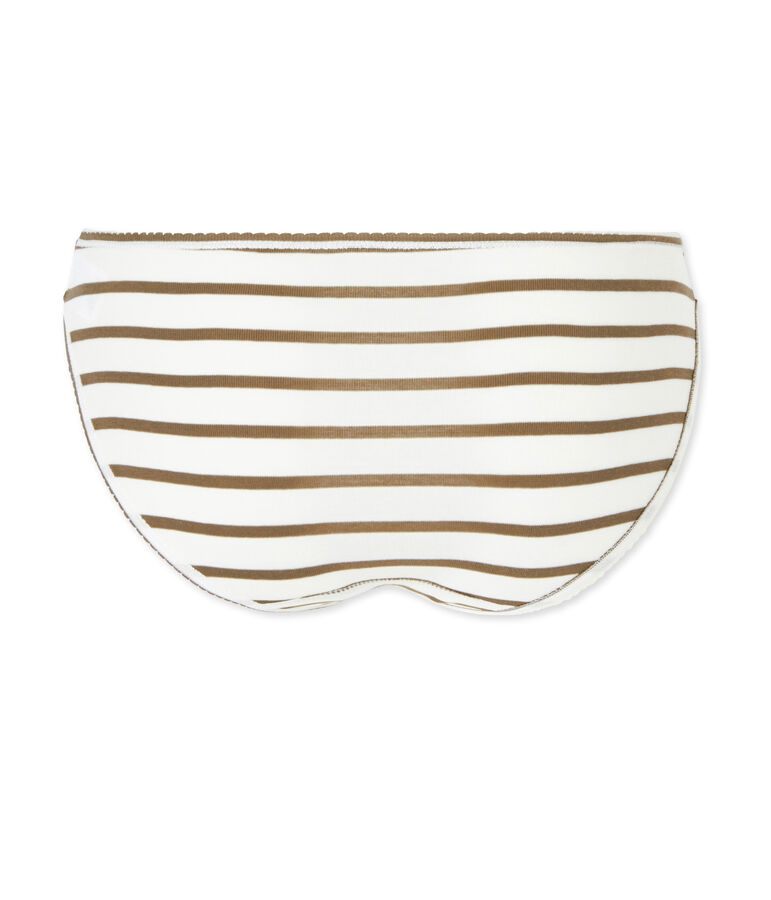 Women's striped cotton pants LAIT white/LITOP green