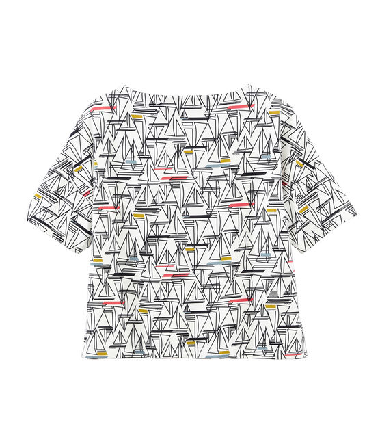 Women's short-sleeved stripy breton top MARSHMALLOW white/MULTICO white
