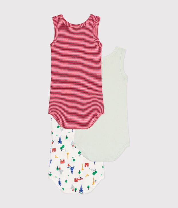 Babies' Sleeveless Cotton Bodysuits - 3-Pack multicolor