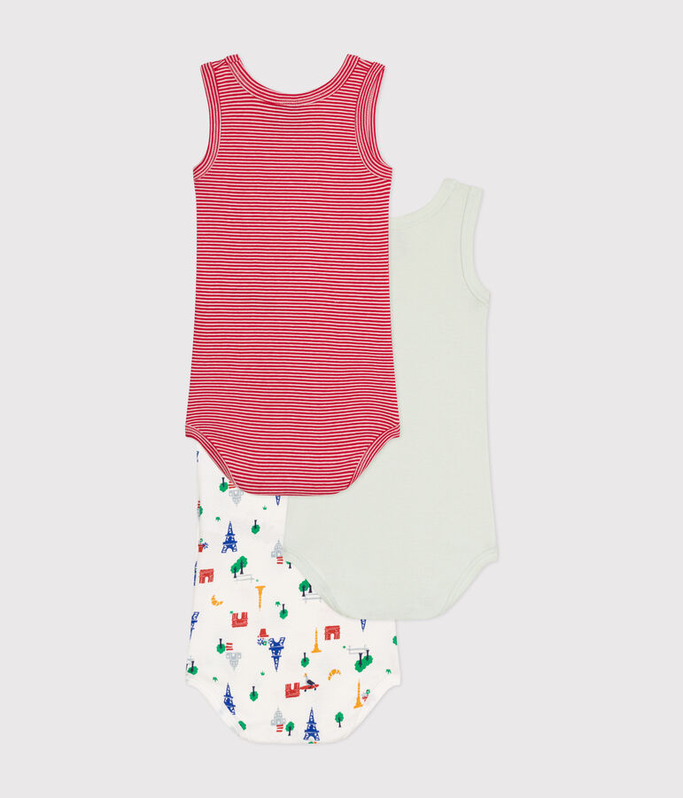 Babies' Sleeveless Cotton Bodysuits - 3-Pack multicolor