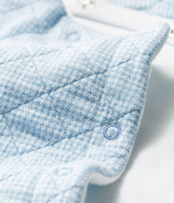 Babies' Long Jumpsuit in Quilted Tube Knit ACIER blue/MARSHMALLOW CN white