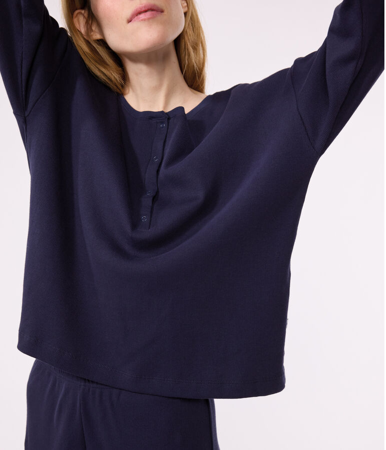 Women's plain cotton pyjamas SMOKING blue