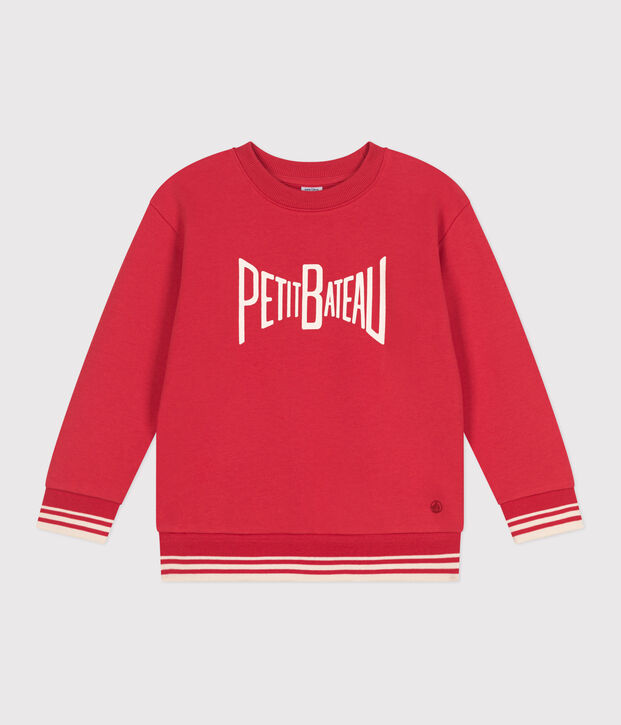 Children's unisex printed cotton sweatshirt red