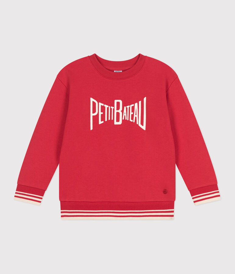 Children's unisex printed cotton sweatshirt red