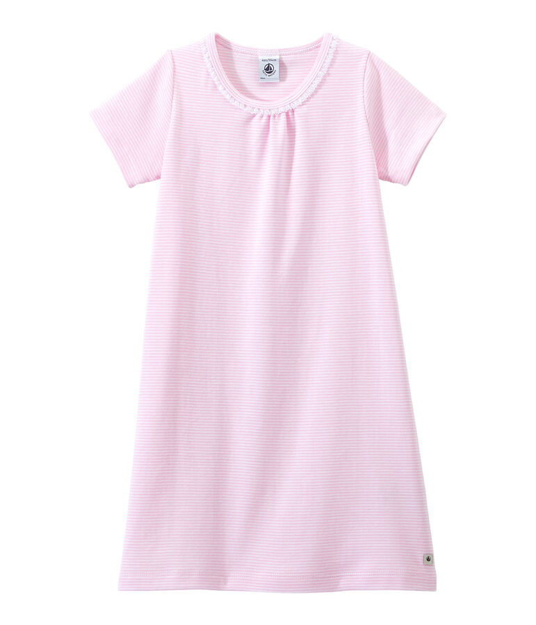 Chemise de nuit fille ray&eacute;e milleraies pink/white