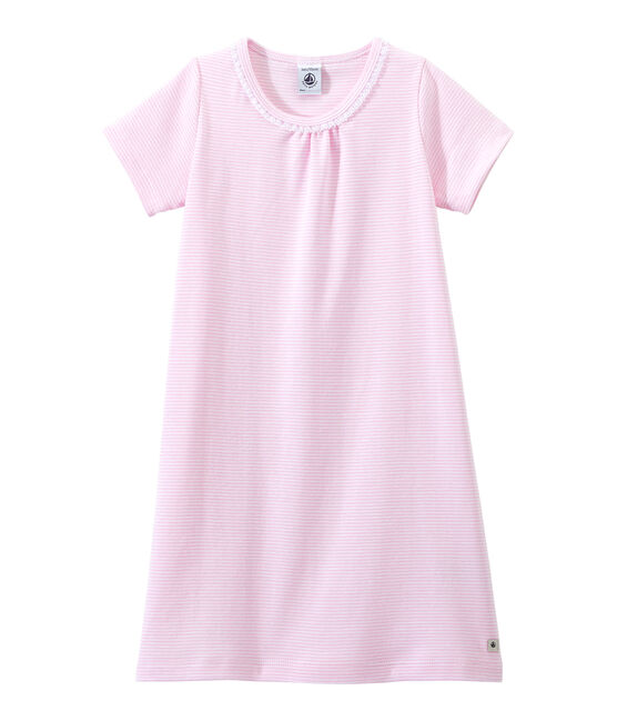 Chemise de nuit fille rayée milleraies BABYLONE pink/ECUME white